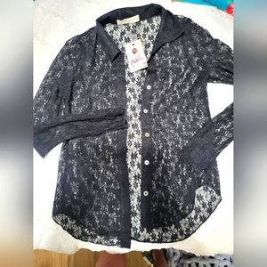 Lace button up shirt